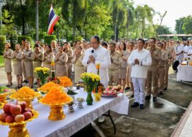 คณะผู้บริหารกรมวิชาการเกษตร ร่วมสักการะสิ่งศักดิ์สิทธิ์ประจำกรมวิชาการเกษตร พร้อมร่วมพิธีเจริญพระพุทธมนต์พระสงฆ์จำนวน 9 รูป